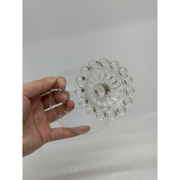 VTG Anchor Hocking Etched Starburst Laurel Boopie Glasses Set 5 Bubble Base 3.5" - Picture 7 of 7